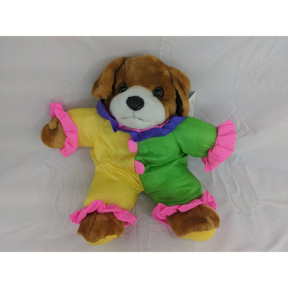 Kellytoy Kuddle Me Clown Dog Plush Nylon 13 Inch Stuffed Animal Toy